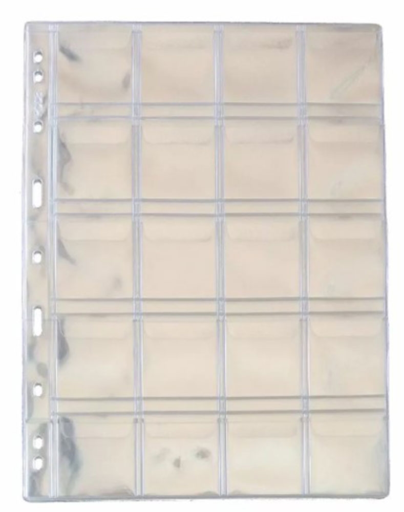 Kit 50 Folhas Moedas 20 bolsos PVC PCCB 28x21cm