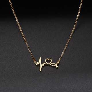 Estetoscópio Batimentos Cardíacos Colar De Ouro Mulheres Amor Do Coração De Aço Inoxidável Colares & Pingentes Presentes Amante Enfermeira Médica Médico