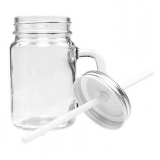 Caneca de vidro Jateada ou Cristal mason jar - 01 unidade