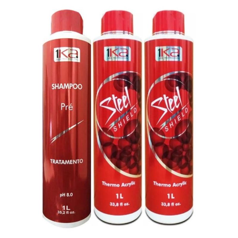 2 Progressiva 1ka Steel Sem formol 1L e 1ka Shampoo Pre Tratamento 1L.