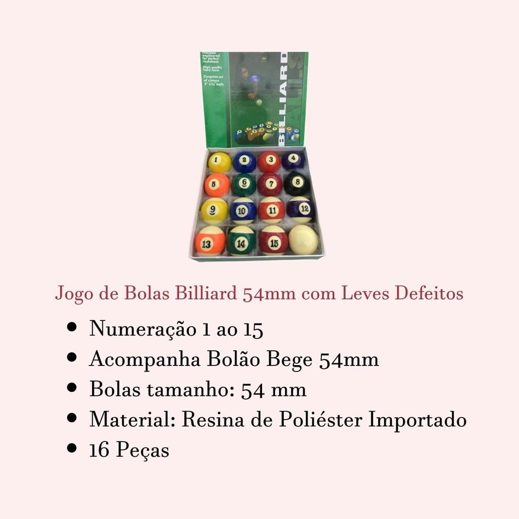 Jogo De Bolas Importadas Billiards Com Leves Defeitos 52,4mm