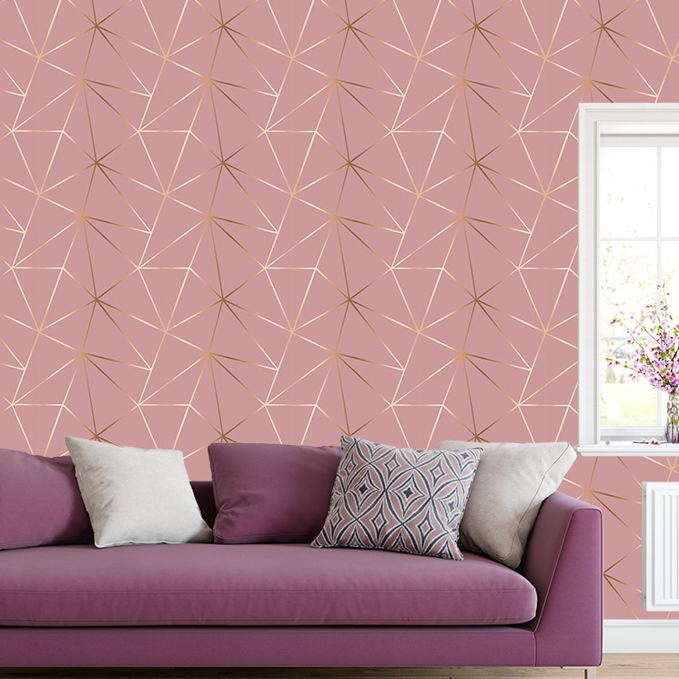 Papel de parede Geométrico Gold Carmim 2 mts em Oferta na Shopee