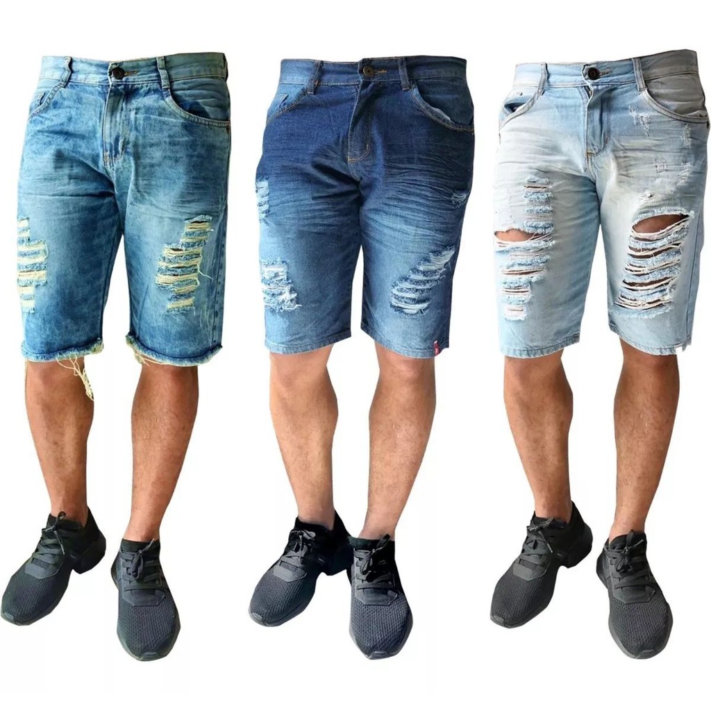 Kit 5 Short Bermuda Jeans Rasgada Masculina Destroyed Envio Rapido