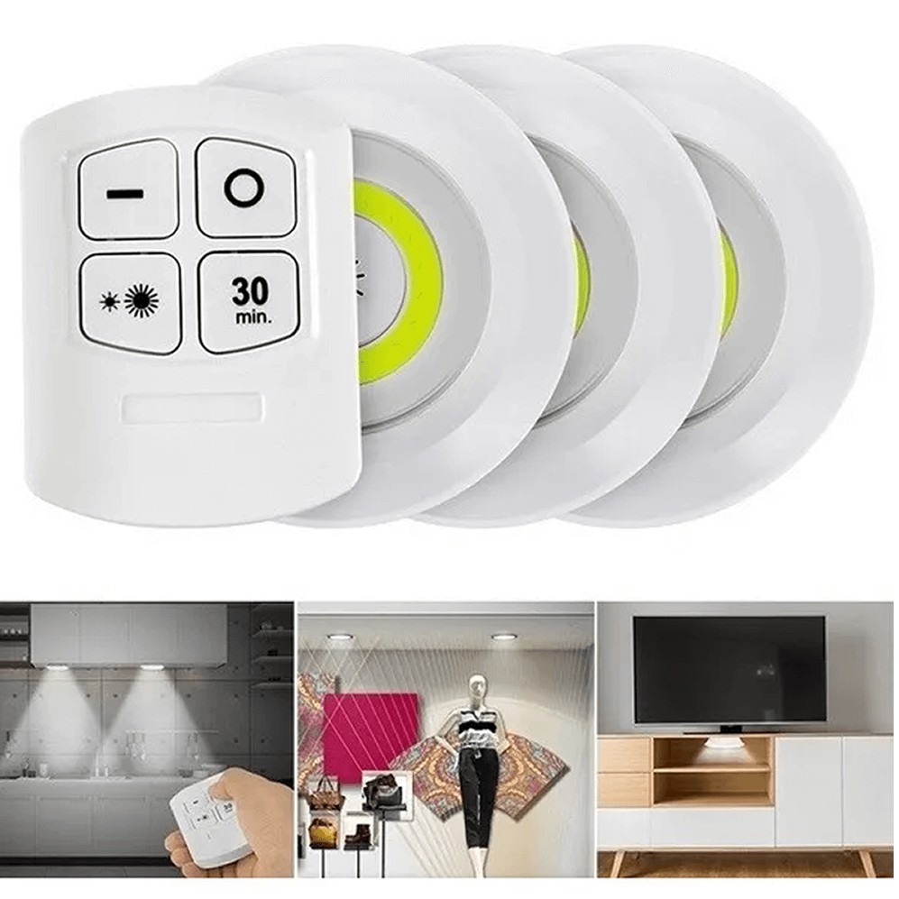 Kit 3 Lampada Luminaria Led Spot Sem Fio Controle Remoto Shopee Brasil