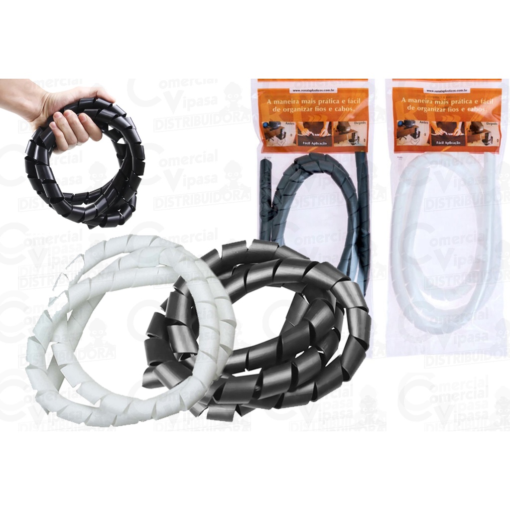 Organizador de Fios Cabos Com Maior Segurança 1 Metro x 10mm Preto e Branco em Oferta na Shopee