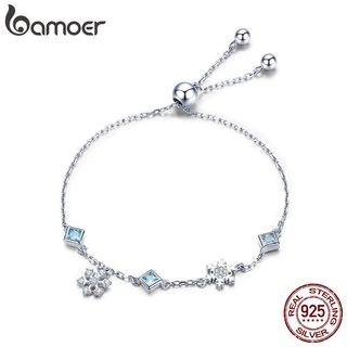 Bamoer Nova Coleção 925 Sterling Silver Inverno Floco De Neve Mulheres Pulseiras Chain Link Pulseira De Prata Esterlina Jóias Bsb001