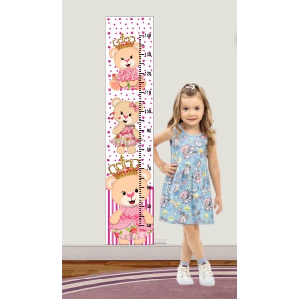 Régua crescimento infantil Ursinho rosa
