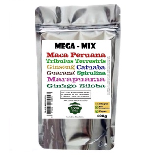 MEGA MISTURA, SUPERALIMENTO - GINSENG-MACAPERUANA-MARAPUANA-CATUABA-GUARANÁ-SPIRULINA. 100g