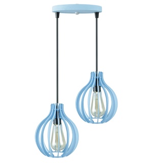 Lustre Luminária  Pendente Azul Bebe  Com Regulagem  Duplo