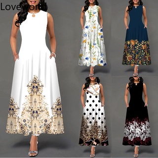Vestido Feminino Solto Com Estampa Florida Babado Plus Size Para Verão/Festa