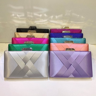 Bolsa da festa Clutches quadrada tecido com alça corrente para casamento M-41