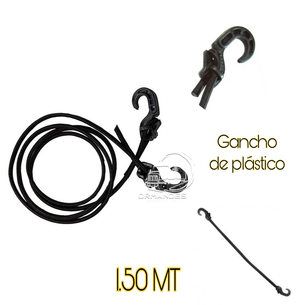 Elástico Extensor de  Carga Carro Moto Bike 1.5 Mts - Preto