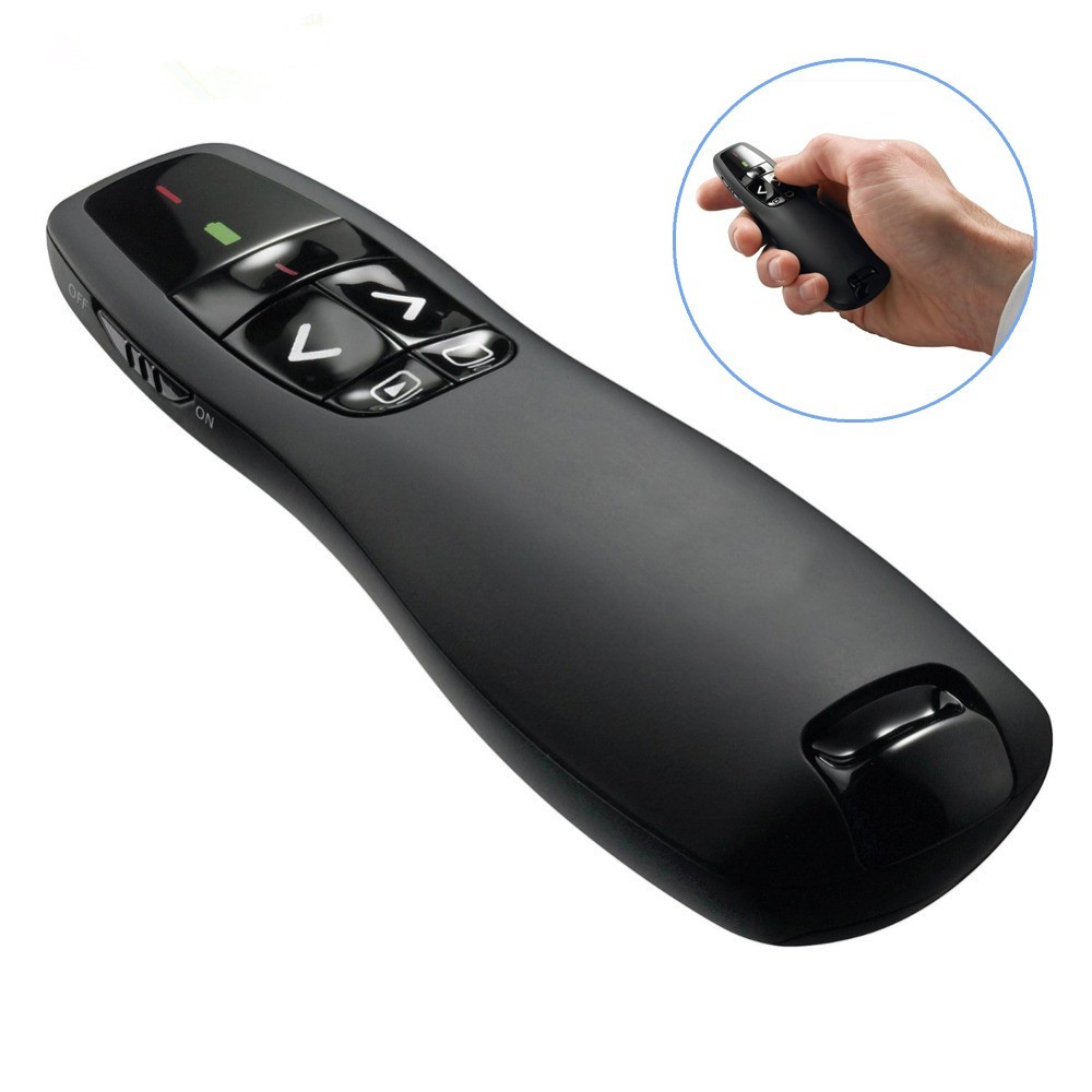 Apontador Apresentador Sem Fio Portátil R400 2.4Ghz USB PPT Laser ...