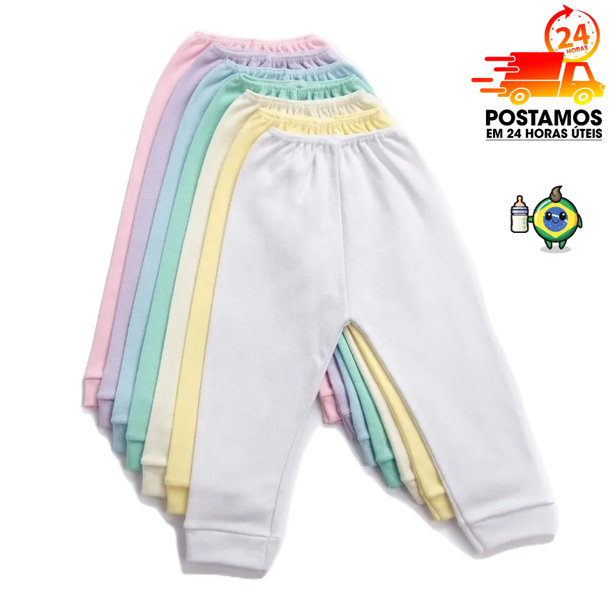 Mijão Culote Calça Sem Pé P Bebê 100% Algodão Com Punho Roupa de Recem Nascido