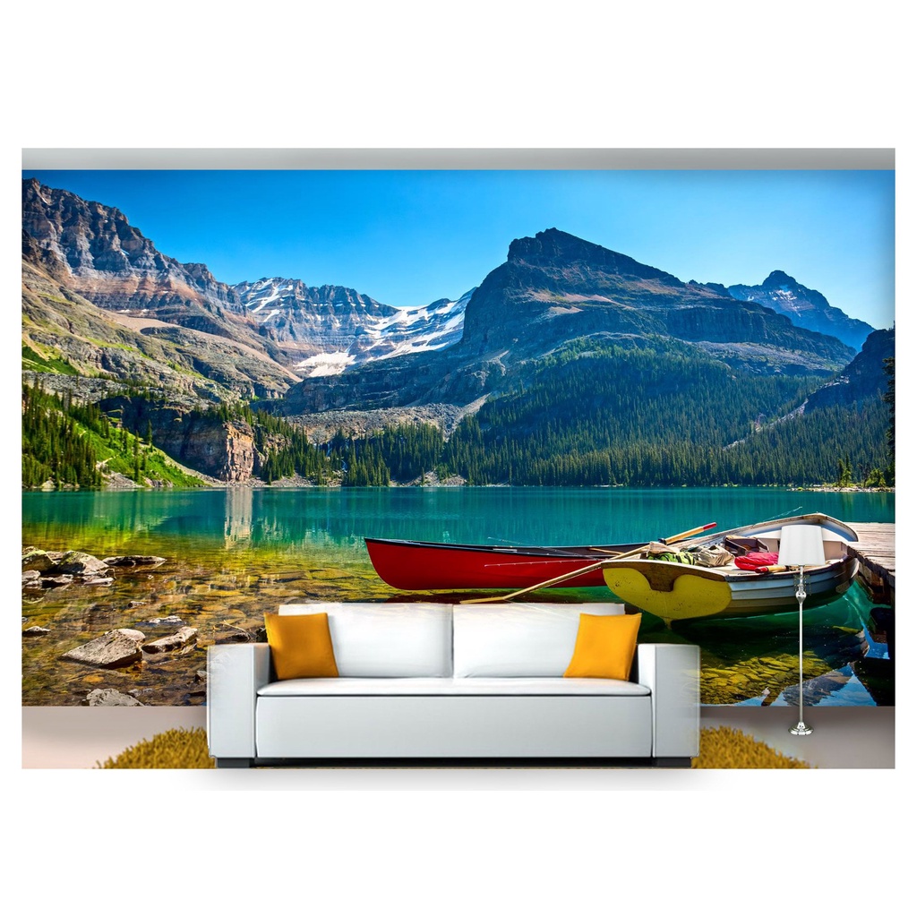 papel de parede Lago montanha paisagem céu 3D 6m² NLK128