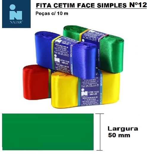 Fita Cetim Najar Nº 12 * Pç c/10m X 50mm em Oferta na Shopee