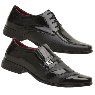 Kit De 2 Pares Sapato Social Masculino Verniz