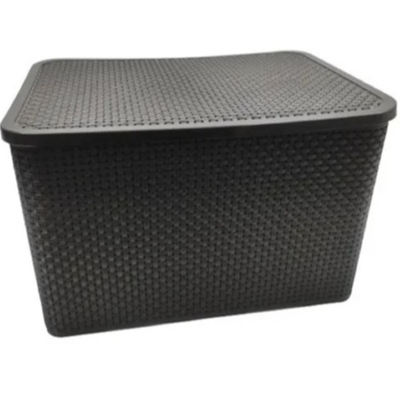 Caixa Cesto multiuso Organizadora Rattan Preta 15L Litros 15L 18X26X34.5CM