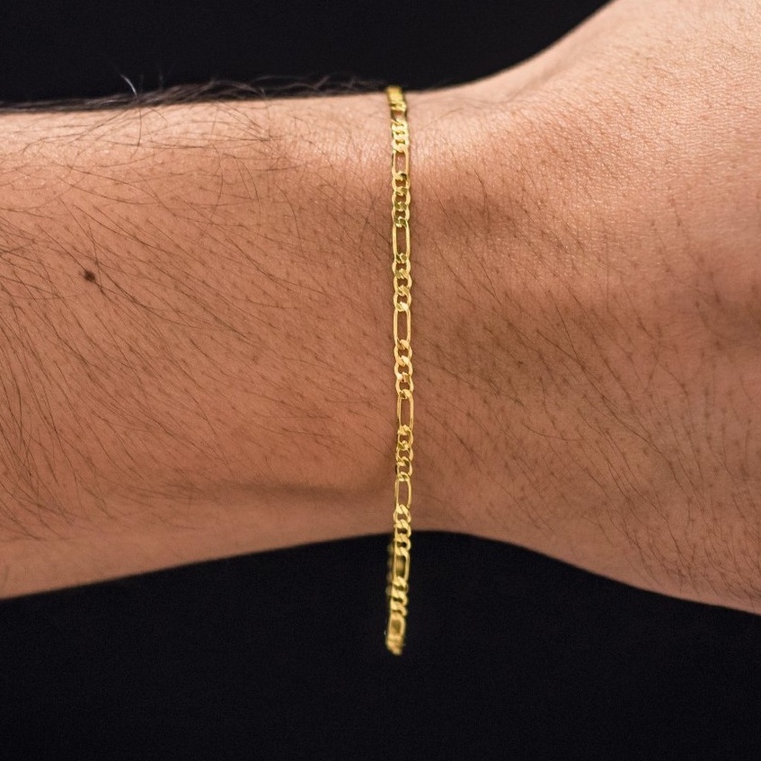 Pulseira Bracelete Masculino 3x1 Banhado a ouro 18k