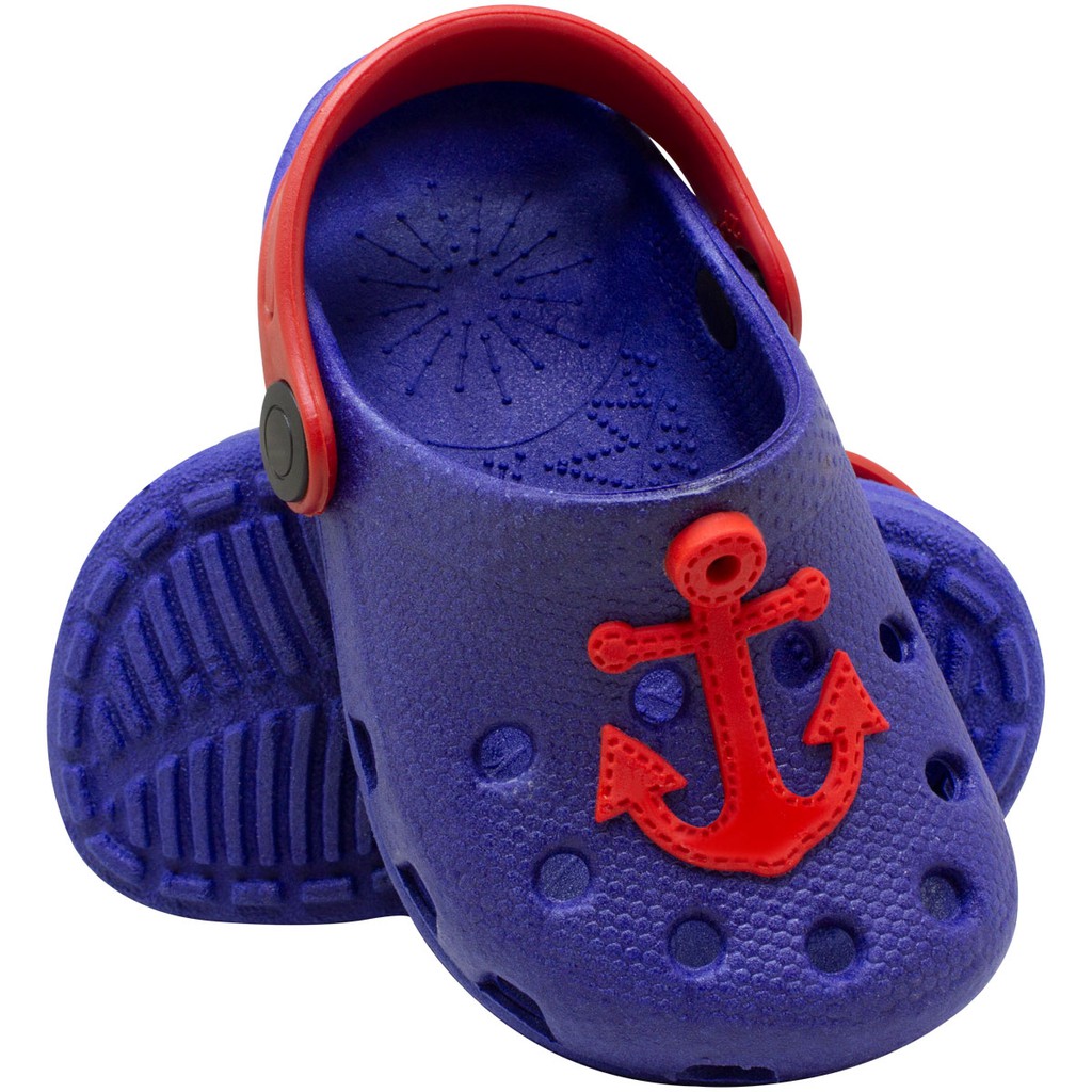 Sandália Babuche Infantil Nº 19 ao 22 Menino Masculino Azul Desenho Ancora Marinheiro Escolar Papete