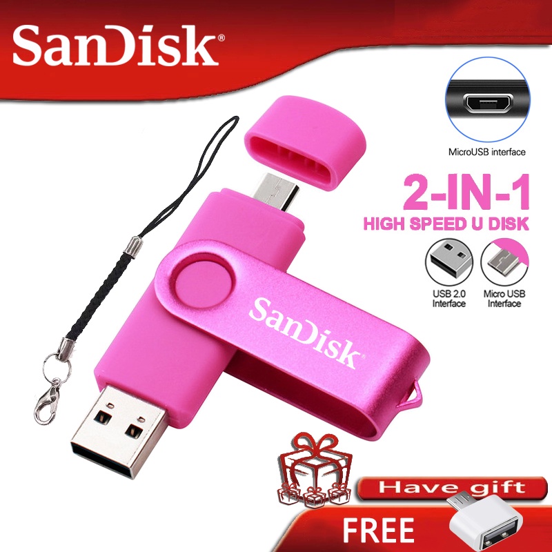 SanDisk yellow OTG flash drive 256GB 512GB 1TB 2TB otg three-in-one drive 128GB pen drive 8GB16GB 128GB memory card 64GB USB 32GB mobile phone U disk