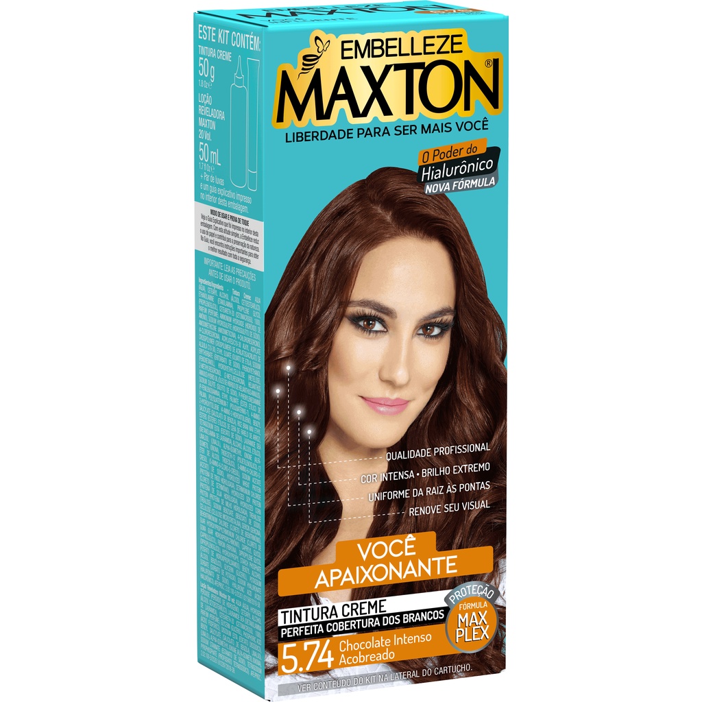 Tinta de Cabelo Maxton Morena +Apaixonante Chocolate Intenso Acobreado 5.74