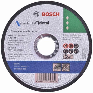 Disco de Corte 4.1/2POL 115 mm X 1,0 mm Standard para Metal BOSCH