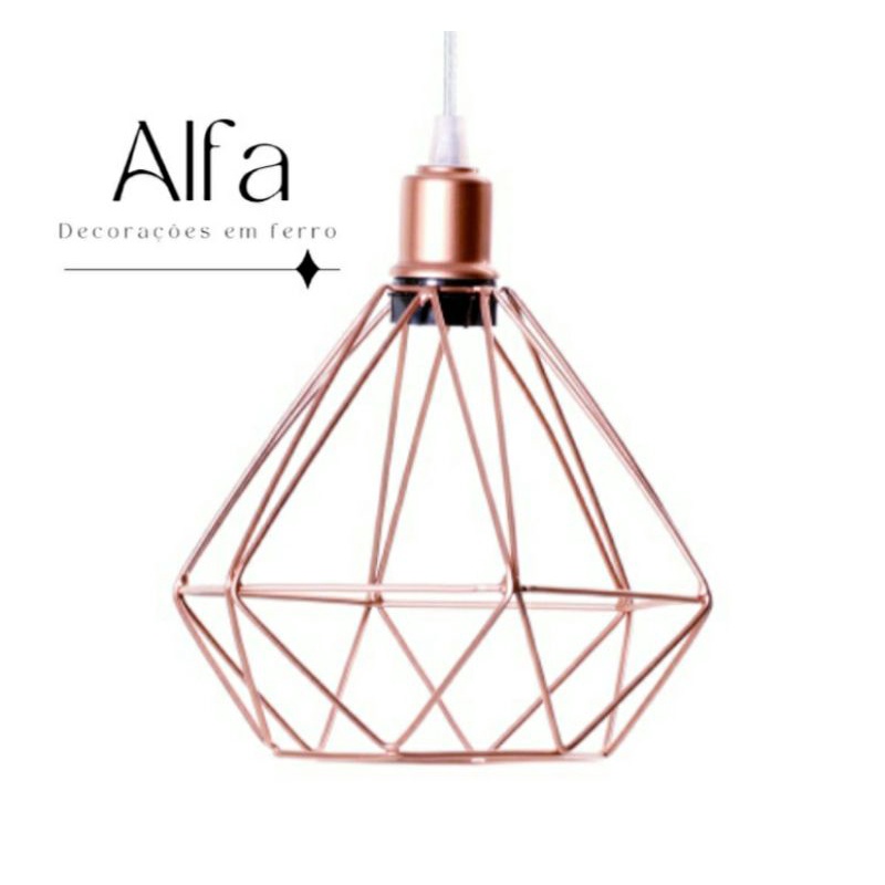 Pendente Diamante Aramado Rose Gold Cristal 1 Metros