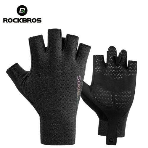 Rockbros Luvas Meio Dedo Preto Bicicleta Estrada Ciclismo Desporto Ar Livre Sbr Pad