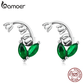 1 Par Brinco De Tarraxa De Prata Bamoer 925 Com Lírio Do Vale/Bijuteria Fashion Para Mulheres/Presentes SCE1363