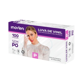 Luva Vinil Descartável sem pó Inoven com Anvisa - caixa com 100 unidades