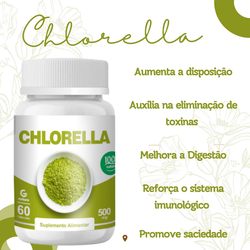 Chlorella 60 Cápsulas 500mg Genature Original