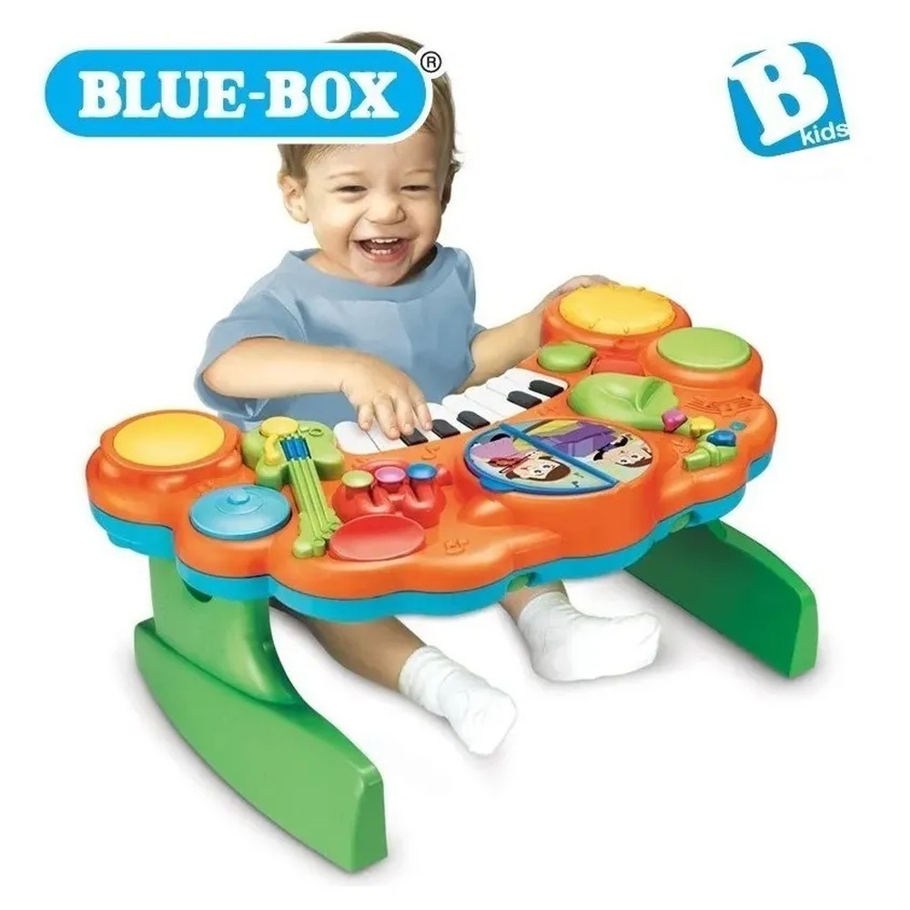 blue box piano toy