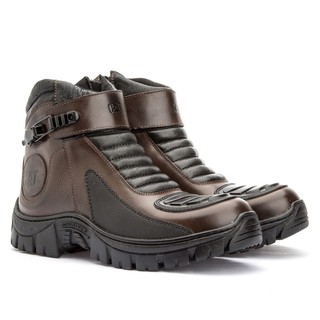 Bota Coturno Couro Legítimo Motoqueiro Marrom Promoção