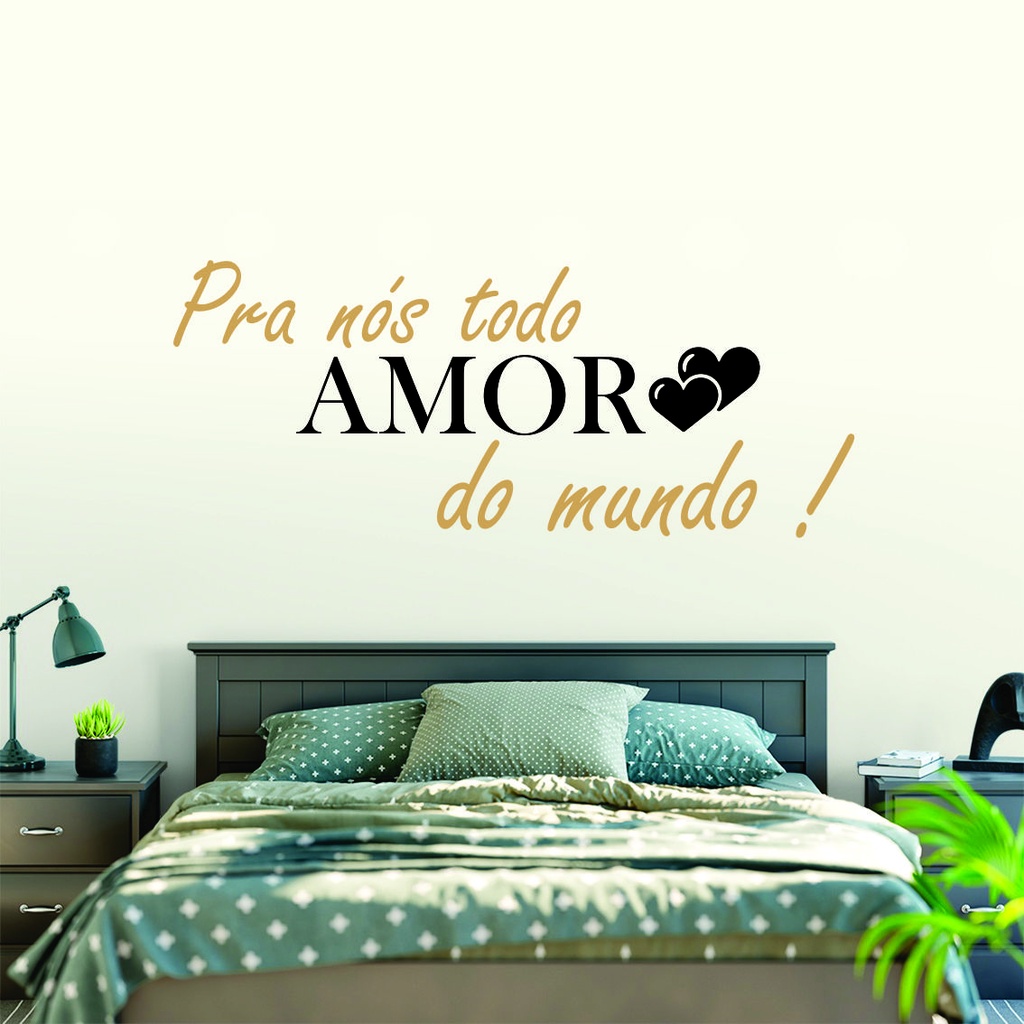 Frase decorativa para parede de quarto de casal pra nós todo amor do mundo  | Shopee Brasil