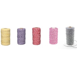 rolo cordão bicolor baker twine 2mm algodão 100 metros em Oferta na Shopee