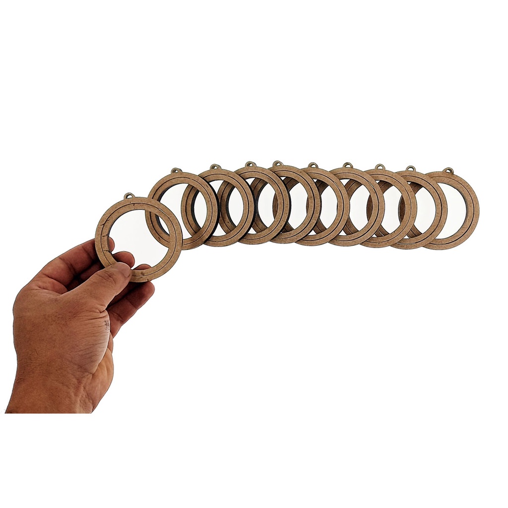 Bastidor Pingente madeira mdf 6mm tamanho 7cm redondo mdf - Kits de 10 a 50un - aro argola para arte DIY