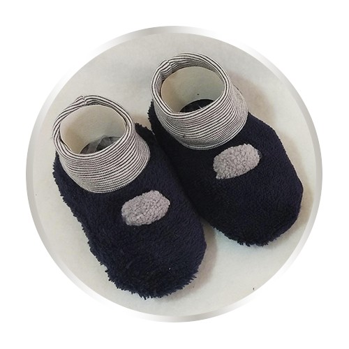 Sapatinho Bebê e Recém Nascido 100% ALGODÃO | AZUL MARINHO E CINZA COM POMPOM