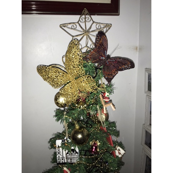 2 enfeites de borboleta com purpurina - 2 borboletas para colocar em arvore  de Natal - ornamento natalino enfeite | Shopee Brasil
