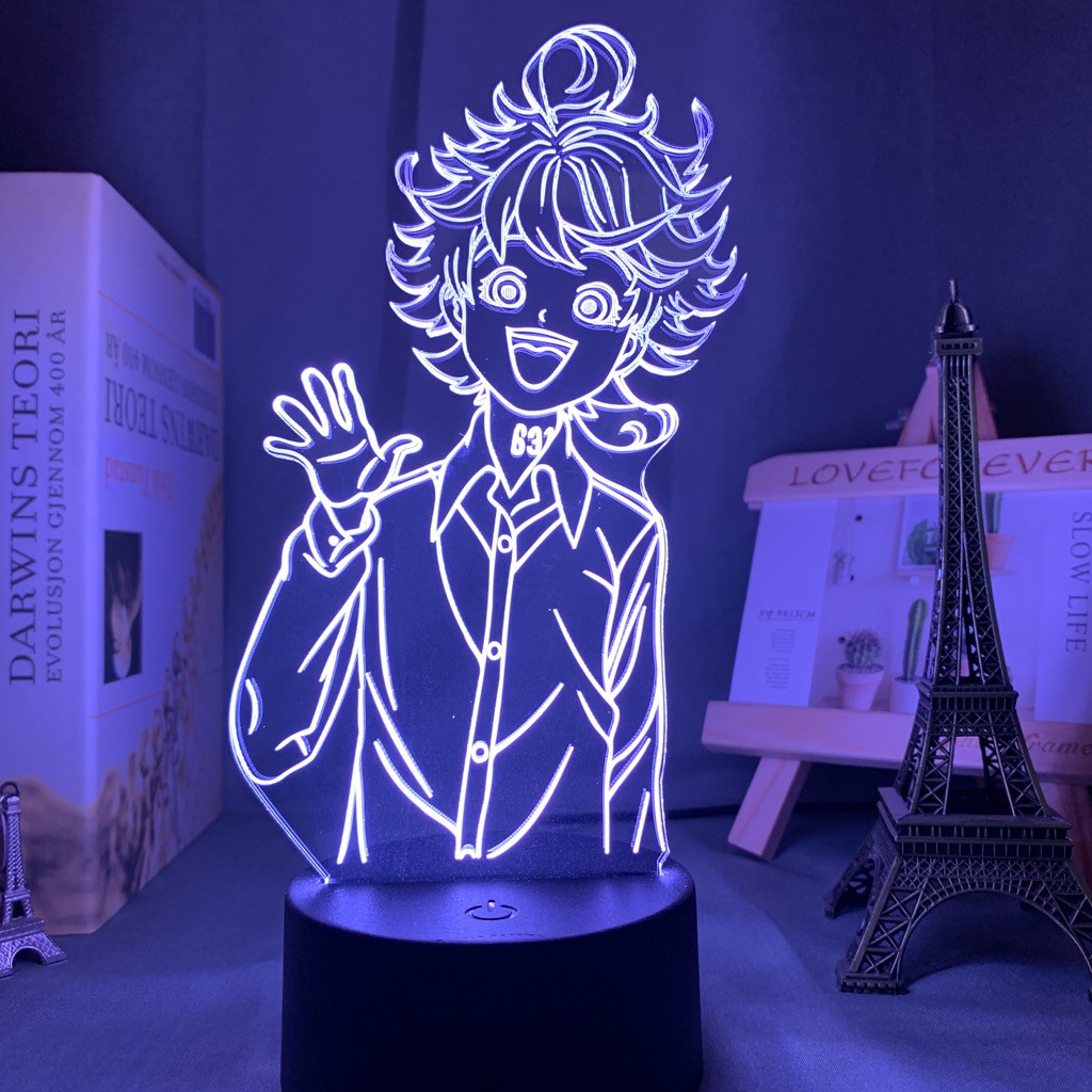 Anime The Promised Neverland Emma Figure Luminária LED 3D Noturna Presente e Decoração