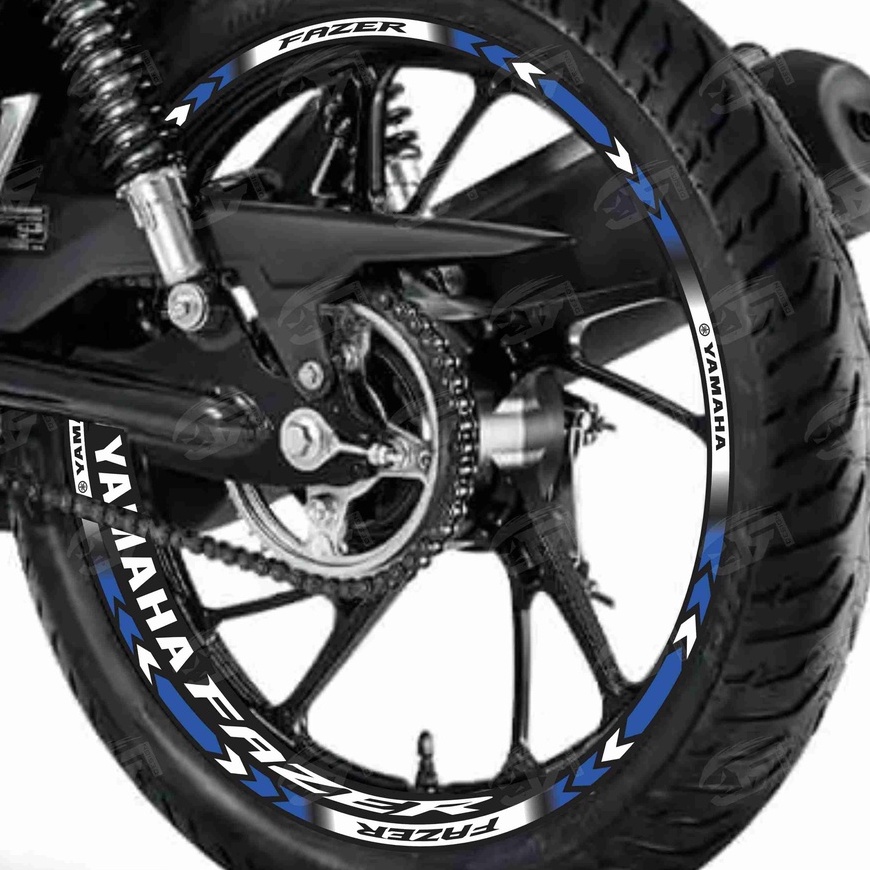 Adesivo Friso Refletivo Roda Moto Yamaha Fazer 150 125 250 + Adesivos Internos M01 azul