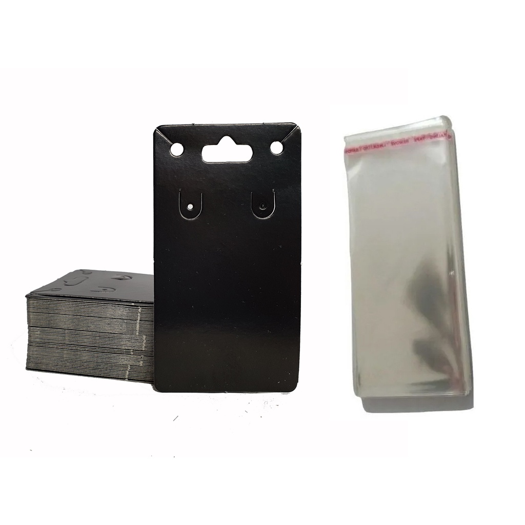 Kit Tag para Bijuterias com Cartela Para Corrente e brinco + Saquinho com furo e Aba adesiva 500 peças de cada.