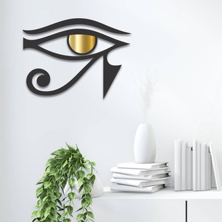 Espelho Decorativo de Parede Olho de Horús – Mdf Preto Premium Acrílico Espelhado Dourado Prata