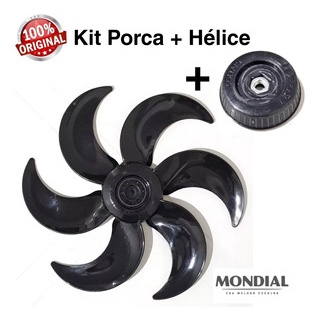 Hélice de 6 pás + porca do ventilador Mondial mesa/coluna