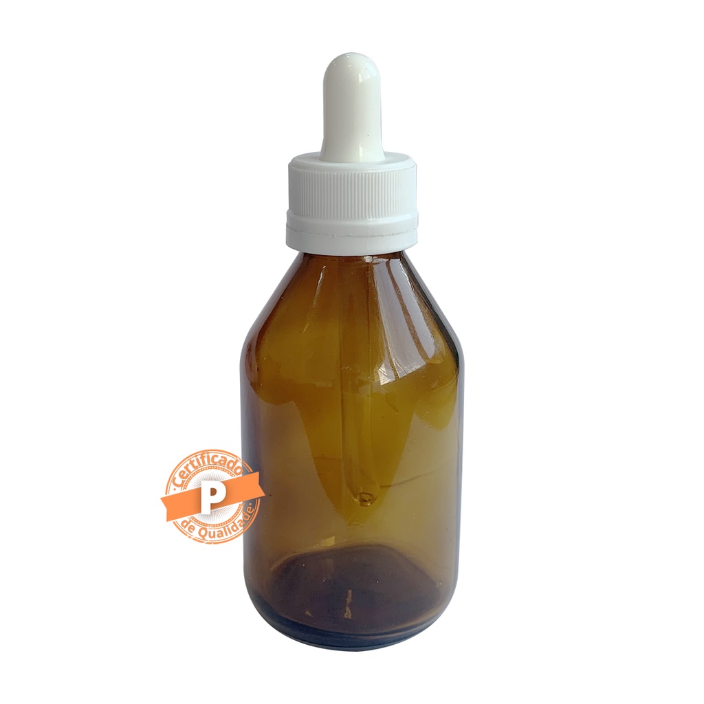 Frasco de Vidro Âmbar 100ml C/ Conta Gotas (10 Unidades)