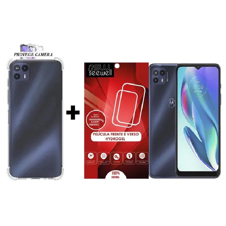 Capa Anti Impacto Moto G50 5g + Película Frente E Verso Hydrogel