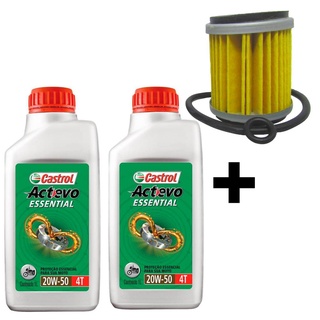 2 Oleos Castrol Moto 20w50 Sl Mineral 1l + Filtro Fazer 250