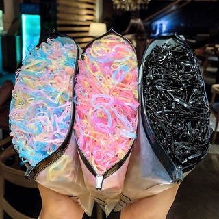 1500 Pçs / Saco Colorido Anel De Cabelo Banda Corda De Silicone Rabo De Cavalo Fixer Borracha Faixa De Cabelo Corda Cabeça Elástico Mastigar Goma De Menina Acessórios Para O Cabelo