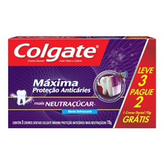 Creme Dental Colgate Máxima Proteção Anticáries mais Neutraçúcar 70g Promo Leve 3 Pague 2 em Oferta na Shopee
