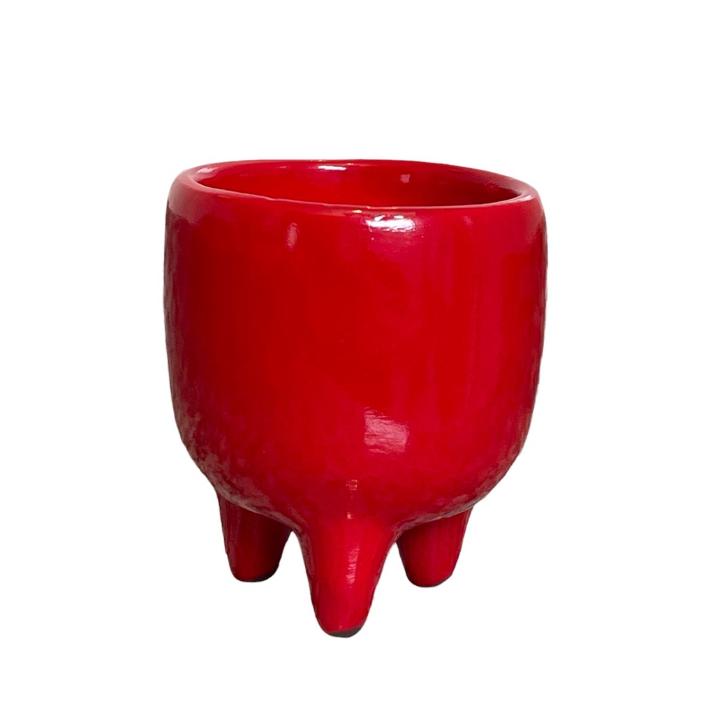 Mini Vaso Cachepot Pequeno Vermelho Tripe Decoração Planta  Cacto Suculenta